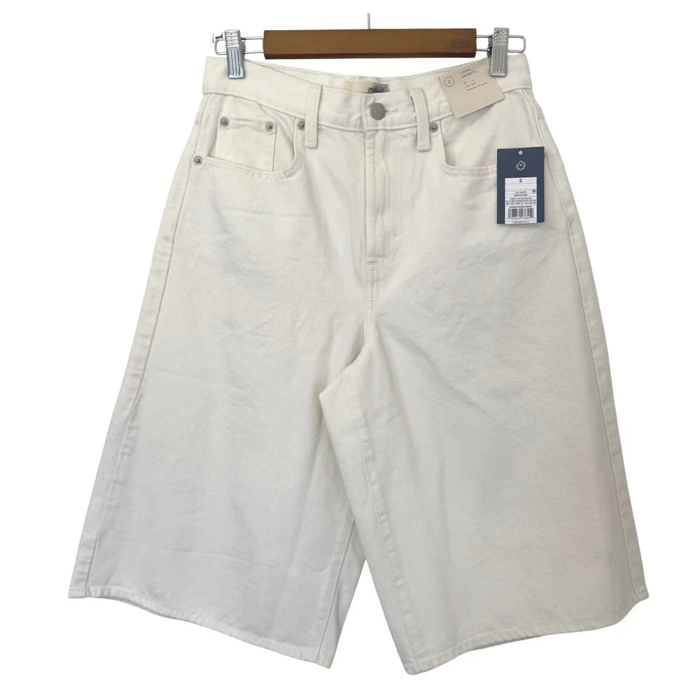 Universal Thread Womens High Rise Long Shorts Denim Size 2 NEW Off White Cream